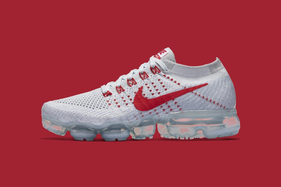 Nike VaporMax Pure Platinum/University Red-Wolf Grey Release |