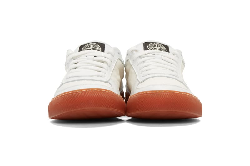white canvas leather sneakers