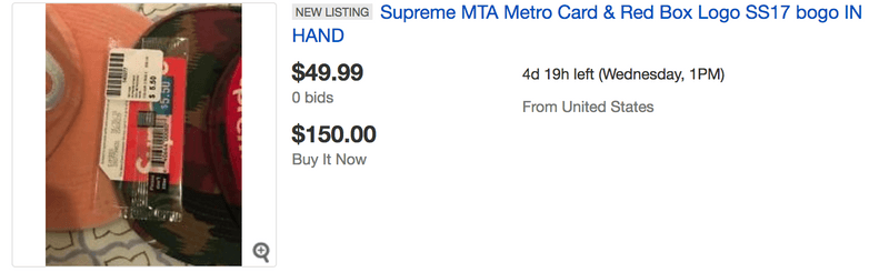 The Supreme MTA MetroCard NYC