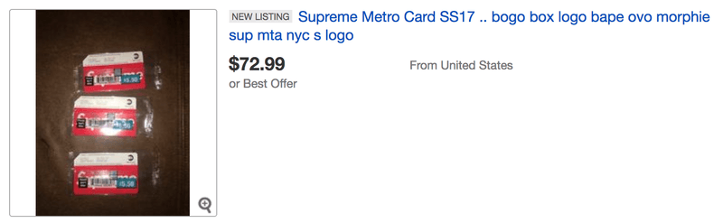 The Supreme MTA MetroCard NYC