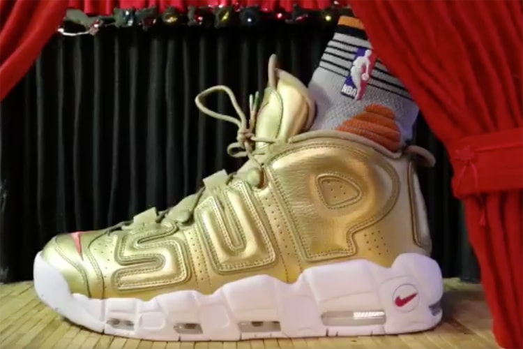 Derrick Jones Jr. Rocks the "Gold" Supreme x Nike Air More Uptempo at the NBA Dunk Contest