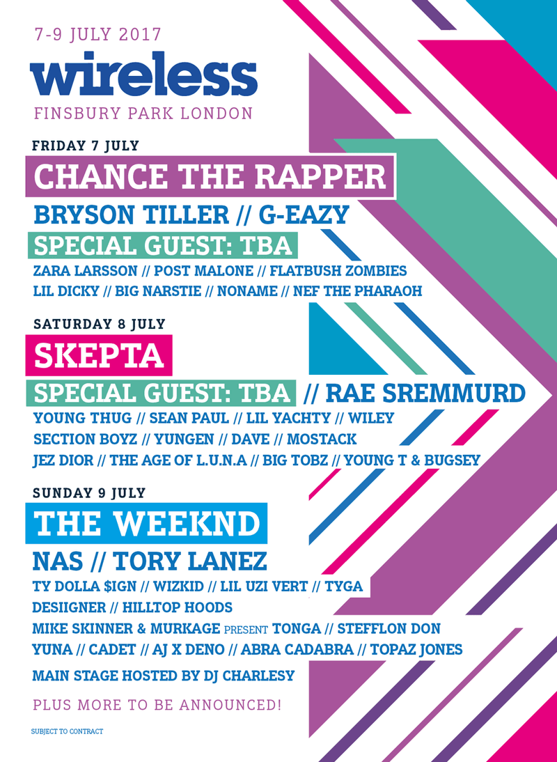 The Weeknd Skepta Chance The Rapper Headline 2017 Wireless Festival