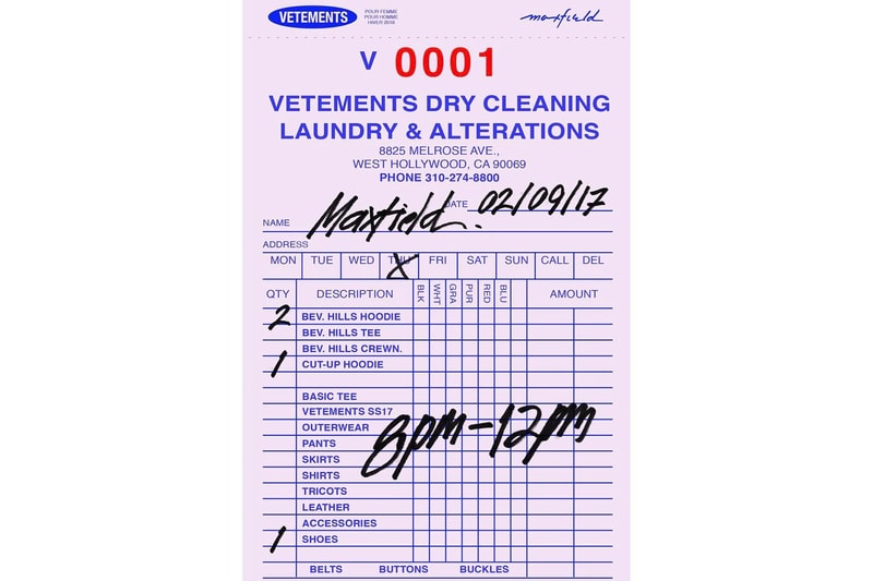 Vetements LA DRY CLEANING Pop Up MAXFIELD