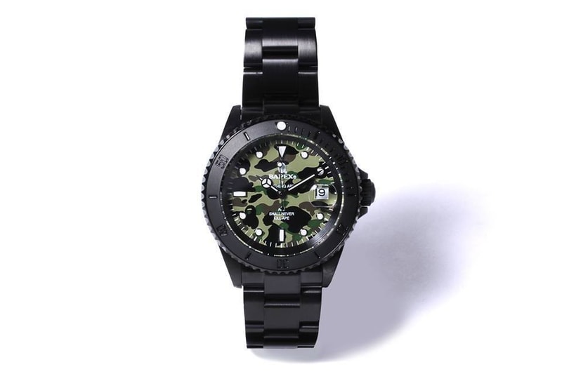 BAPEX Watch Camouflage Face Stainless Steel Solid Gold Solid Black