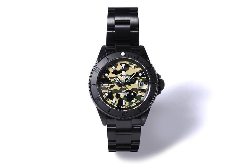 BAPEX Watch Camouflage Face Stainless Steel Solid Gold Solid Black