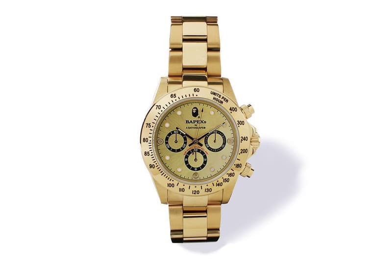 BAPEX Watch Camouflage Face Stainless Steel Solid Gold Solid Black