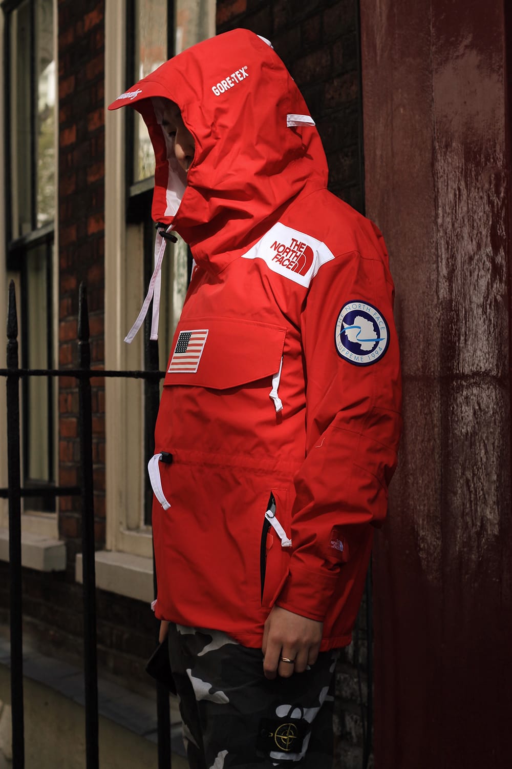 supreme x north face red jacket