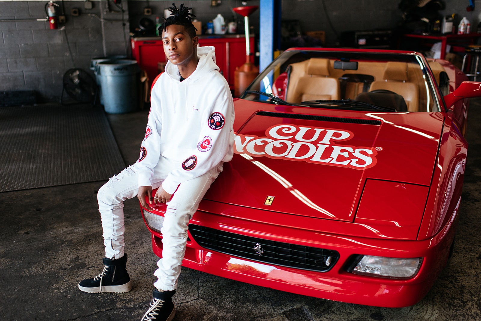 Young and Reckless Nissin Cup Noodles capsule collection custom ferrari red white