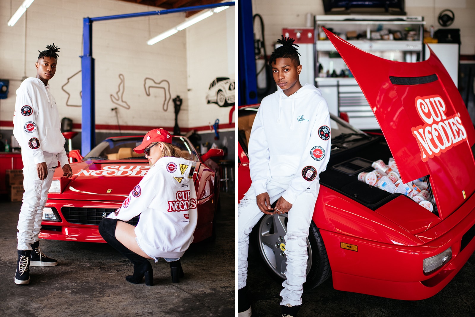 Young and Reckless Nissin Cup Noodles capsule collection custom ferrari red white