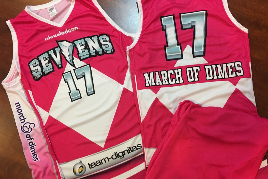 pink power rangers basketball jersey jerseys nba d league delaware 87ers sevens nickelodeon night march of dime