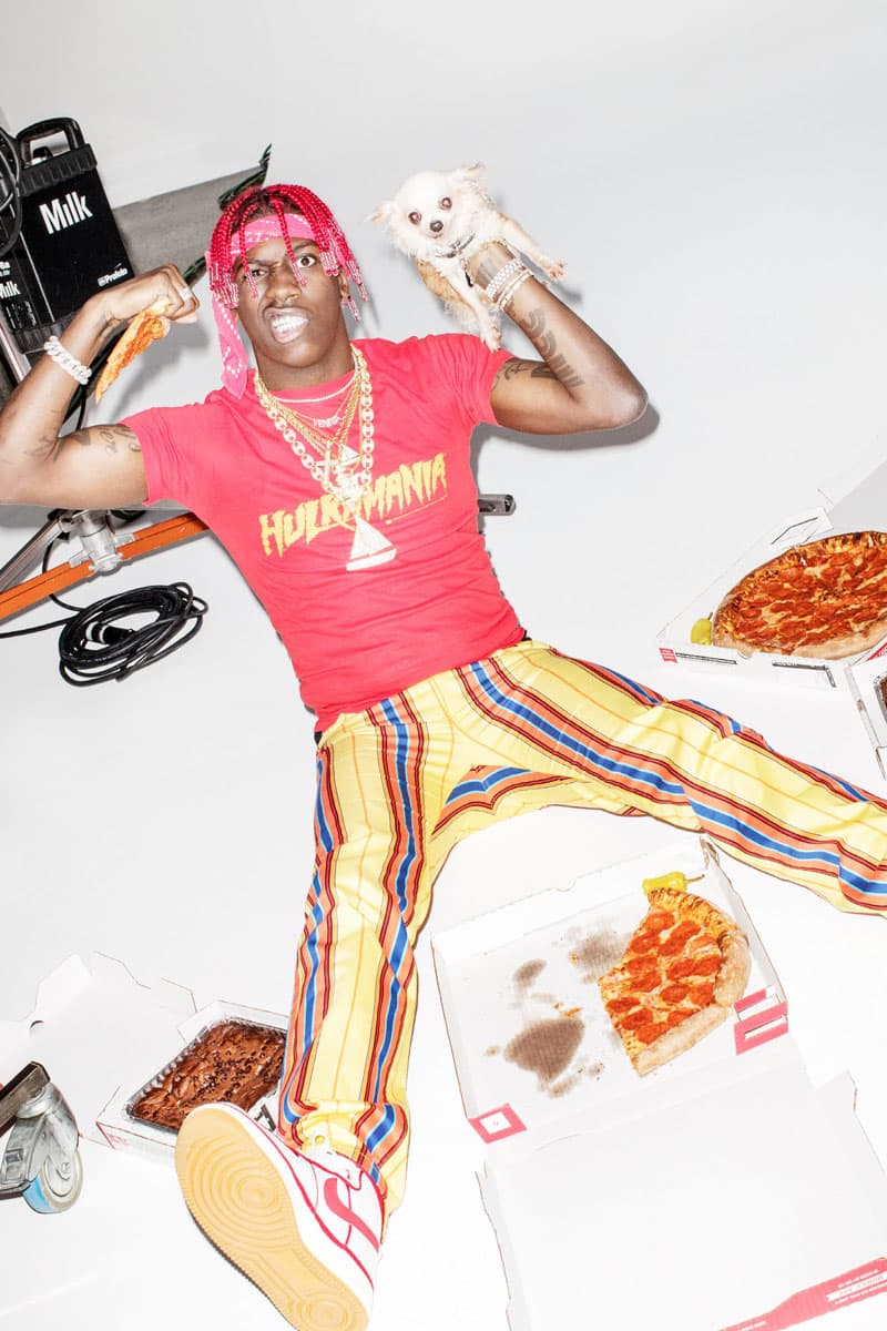 Lil Yachty in Hulkamania Shirt With Dog For EXIT Magazine