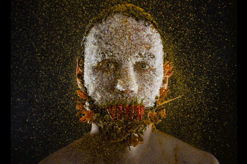 MENU Photo Series of Chef Wearing Ingredients