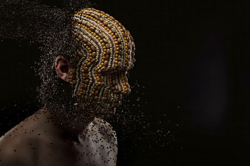 MENU Photo Series of Chef Wearing Ingredients