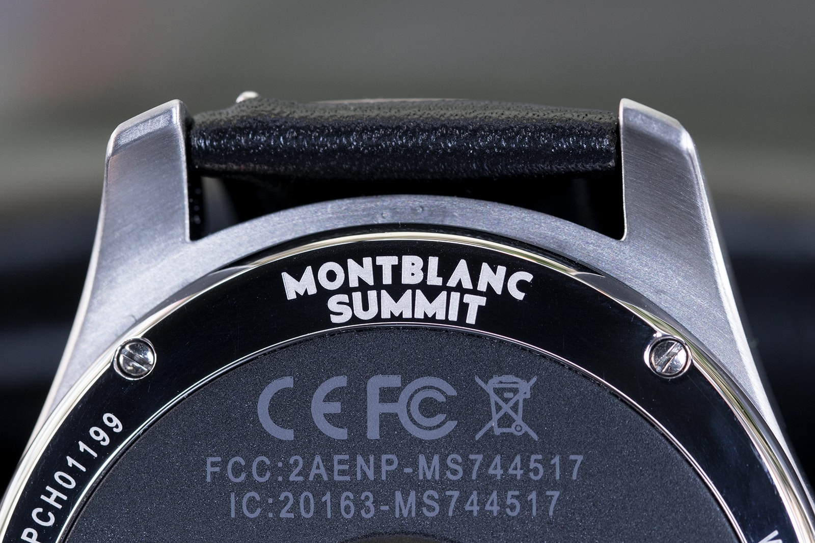 montblanc summit smart watch stainless steel back logo