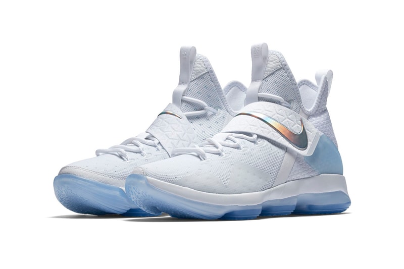 Nike LeBron 14 White Iridescent Translucent Front Quarter
