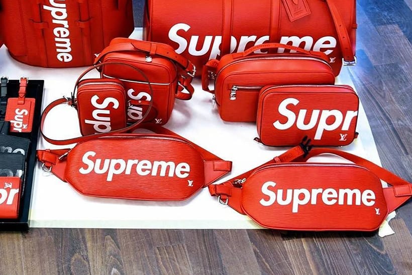 red and white supreme fanny pack