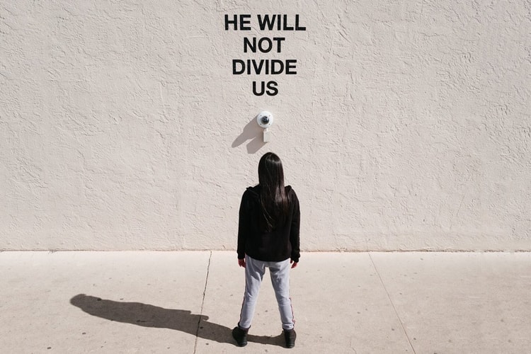Shia LaBeouf Moves Controversial 'HE WILL NOT DIVIDE US' Installation to the UK