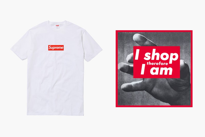 Supreme Red Box Logo Barbara Kruger I Shop Therefore I Am