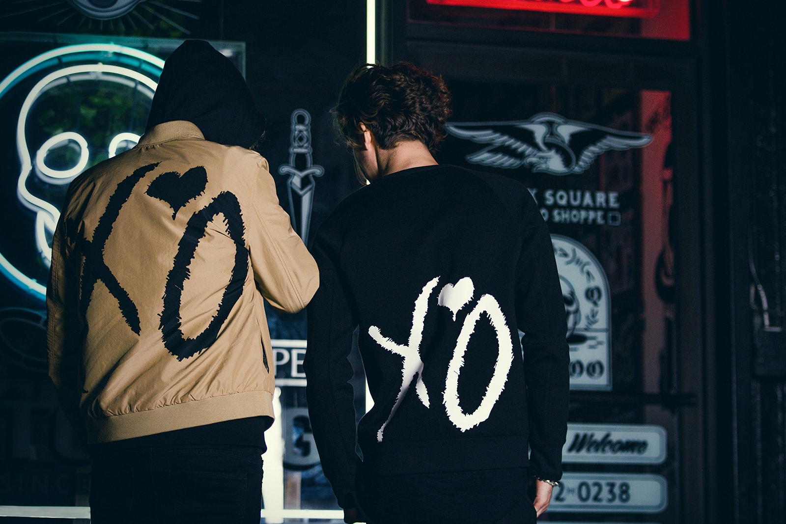 The Weeknd H&M "Spring Icons" Lookbook XO coat bomber jacket sweatshirt
