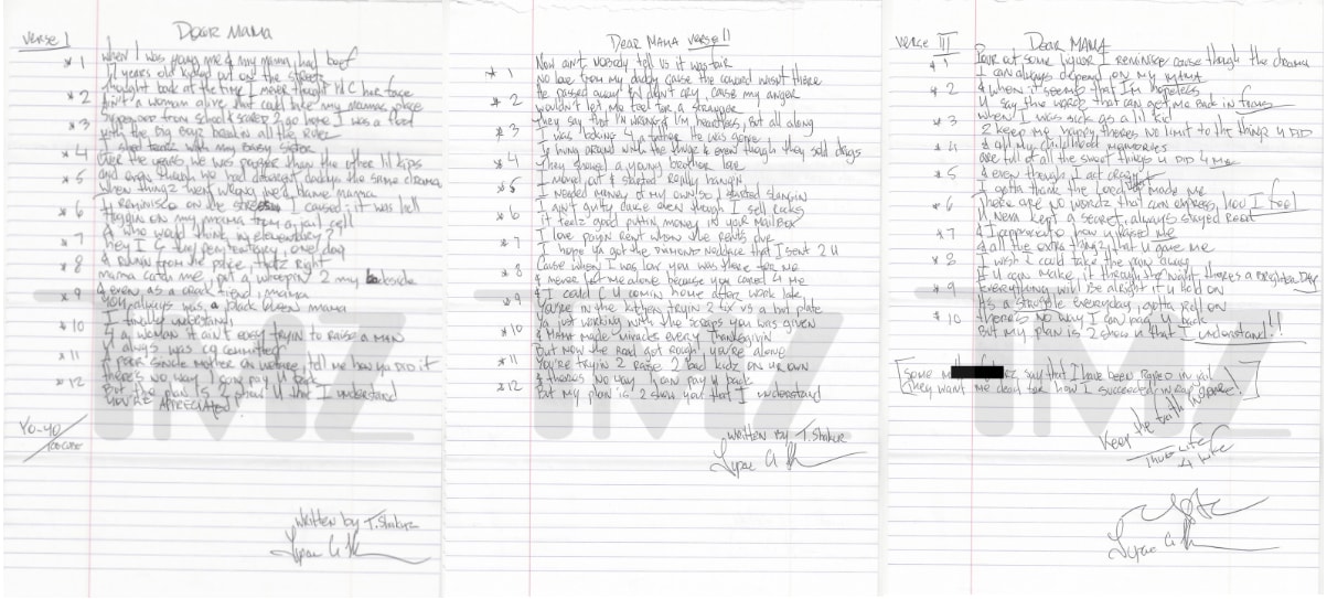 Tupac S Lyric Pages For Dear Mama Up For Sale Hypebeast