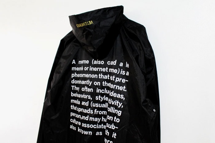 VETEMEMES to Release Its Own Version of Vetements's Definition-Print Raincoat