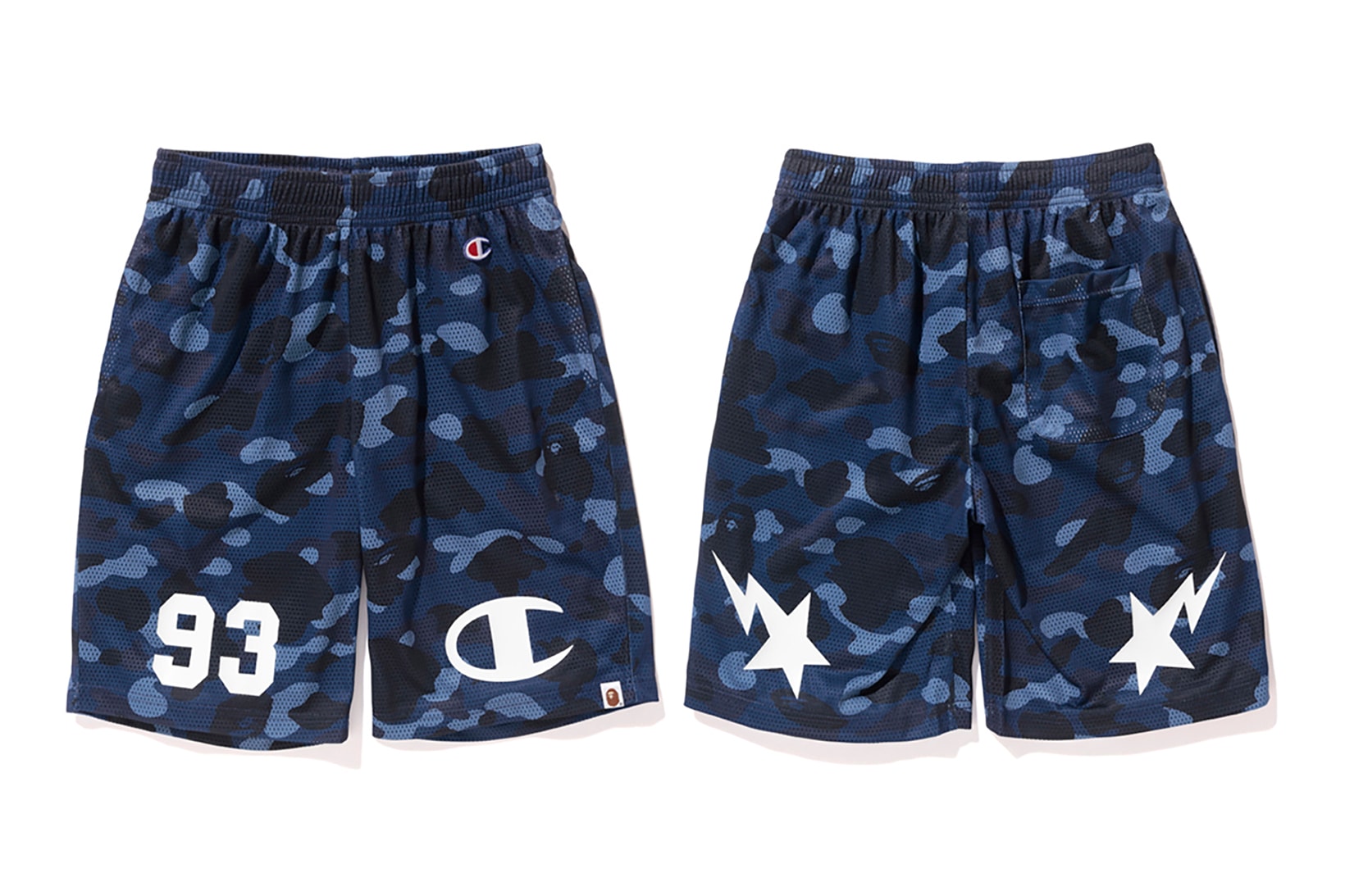 Bape x Champion Blue Camouflage Basketball Shorts