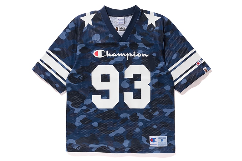 Bape x Champion Blue Camouflage NFL Top