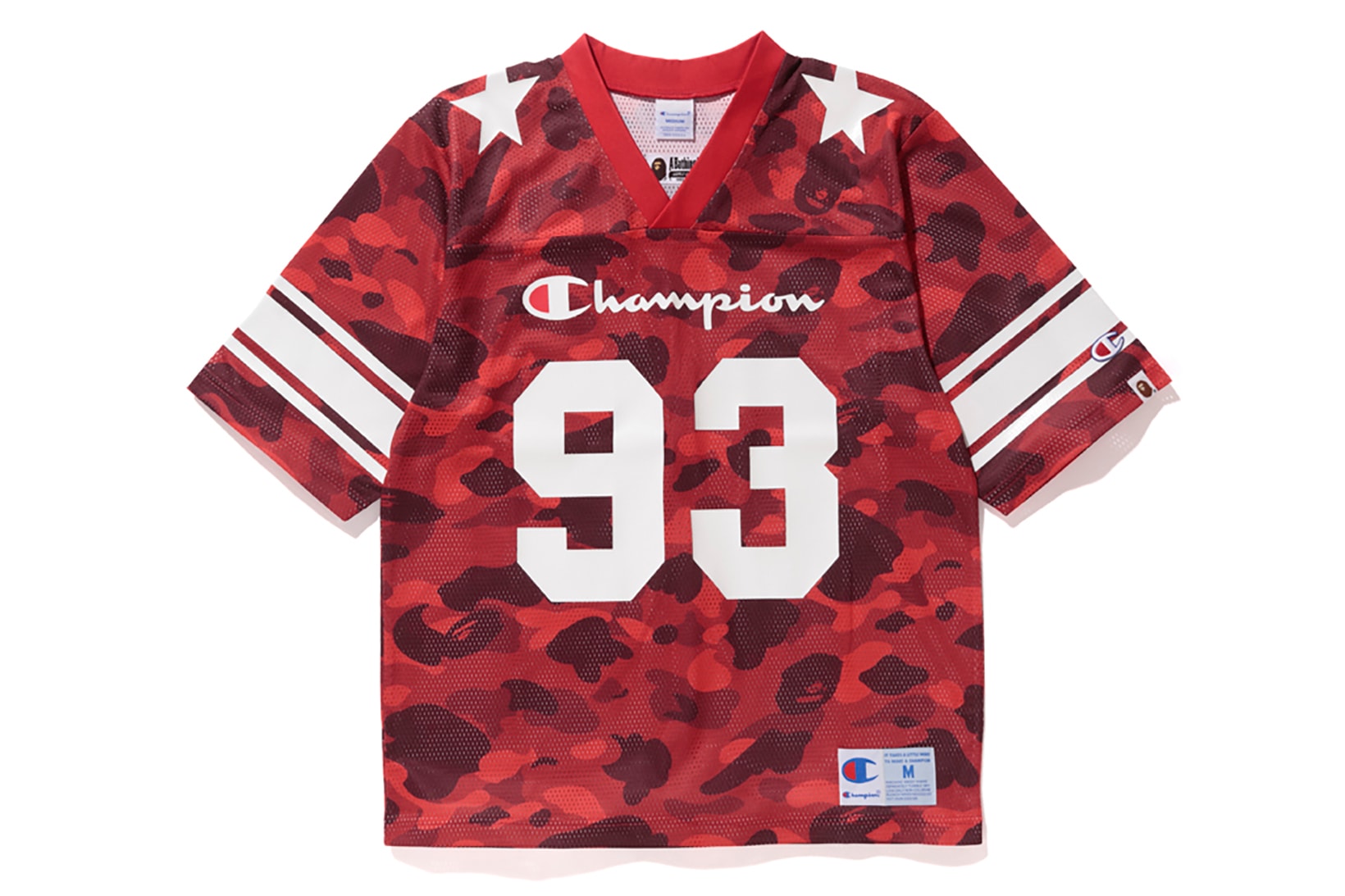 Bape x Champion Red Camouflage NFL Top