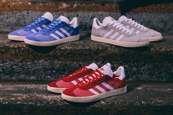 adidas Gazelle Primeknit Scarlet Red Blue Clear Onyx