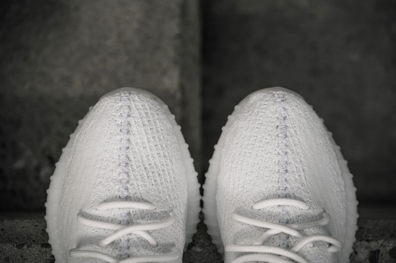 Adidas Yeezy Boost 350 V2 Triple White / Cream On Feet Sneaker