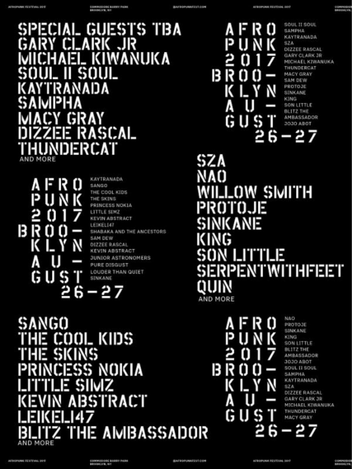 Afropunk 2017 Lineup Flyer