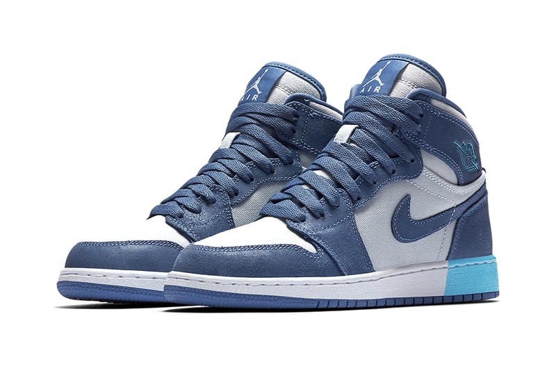 Nike Air Jordan 1s Color-Blocked Midsole Black White Black Blue Moon Pure Platinum Polarized Blue Blue Moon