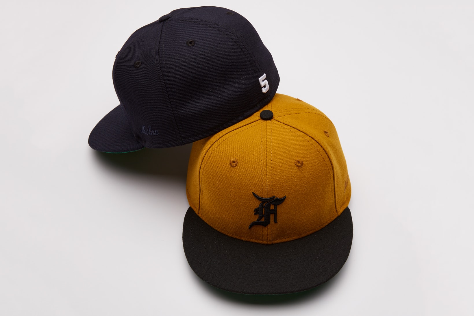 Fear of God New Era Fifth Collection Fitted Caps Hats Navy Vintage Gold