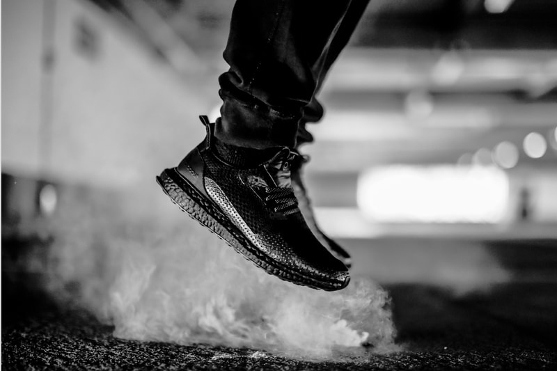 HAVEN x adidas Consortium "Triple Black" UltraBOOST On Feet Look HYPEBEAST Leather Reflective Laces