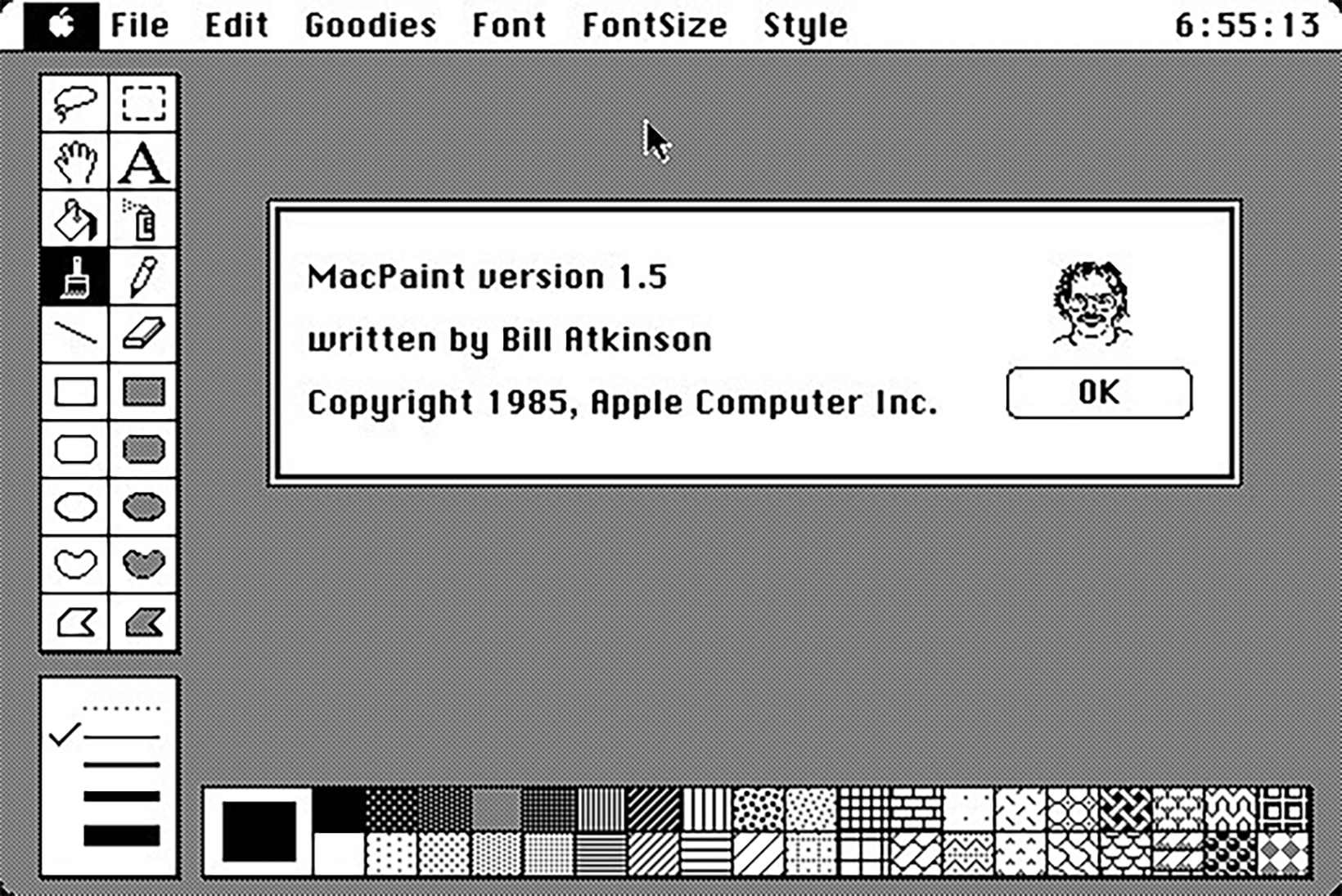 Internet Archive Original Macintosh Emulator MacPaint Black and White 1984