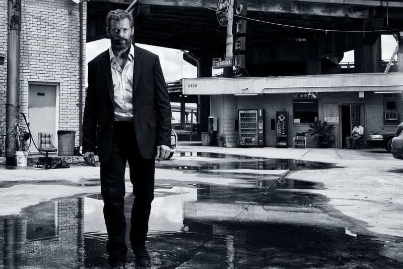 logan black and white huge jackman movie film scene suit old wolverine marvel studios cinematic universe hotel motel