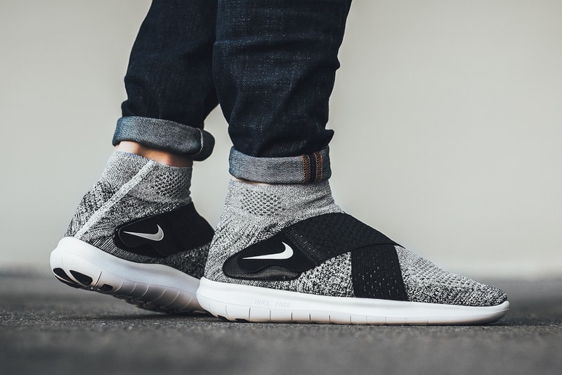 Nike Free Run Motion Flyknit 2017 Black White Pure Platinum Wolf Grey