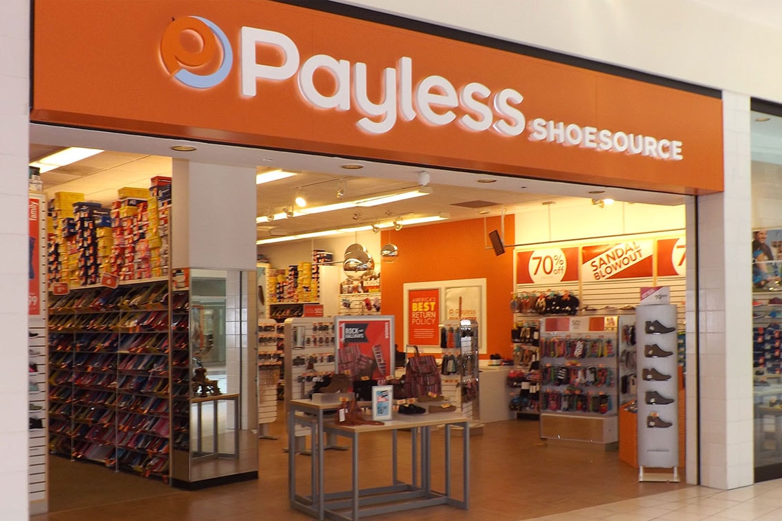 Payless ShoeSource Store Mall Brand Front Orange Sign Bankrupt