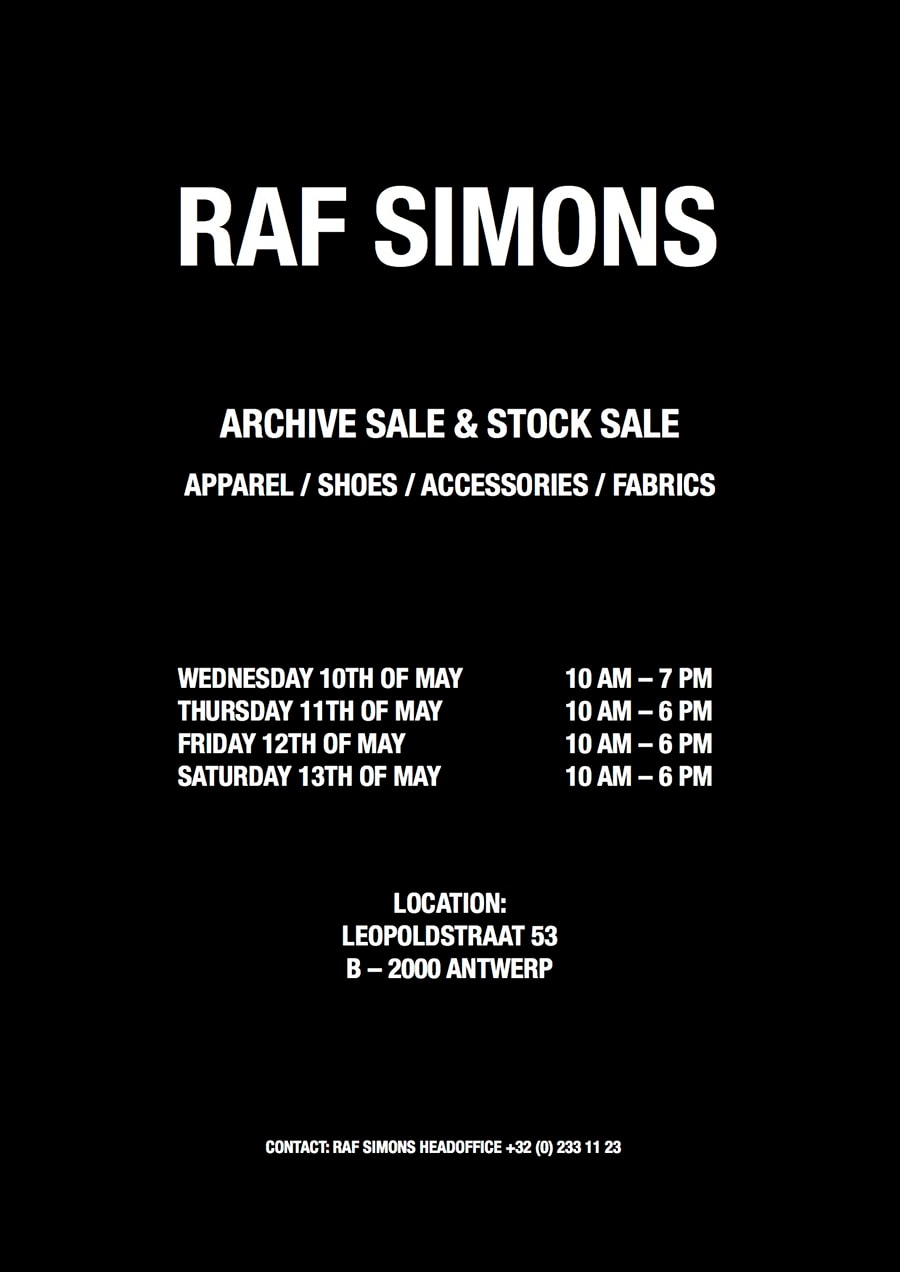 Raf Simons Antwerp Sample Sale