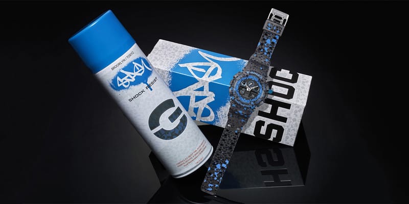 STASH 美品 CASIO G-SHOCKコラボモデル GA-100ST-2A G-SHOCK×STASH、ブルーのスプラッター柄を配したコラボモデル