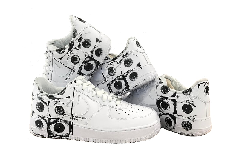 Supreme COMME des GARÇONS SHIRT Nike Air Force 1 Low White Black Eyeballs Collaboration