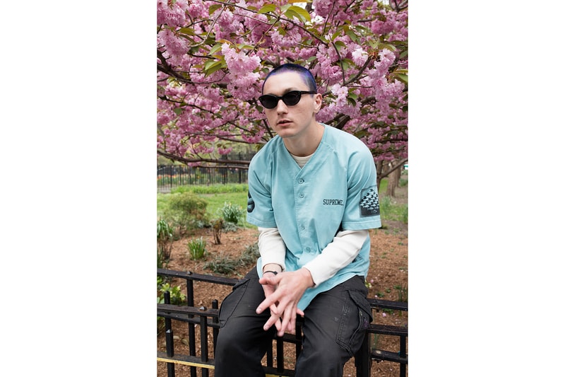 Supreme MC Escher Blue Baseball Jersey Flowers