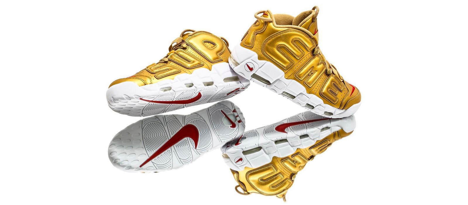 Supreme X Nike Air More Uptempo (Metallic Gold) - Sneaker Freaker