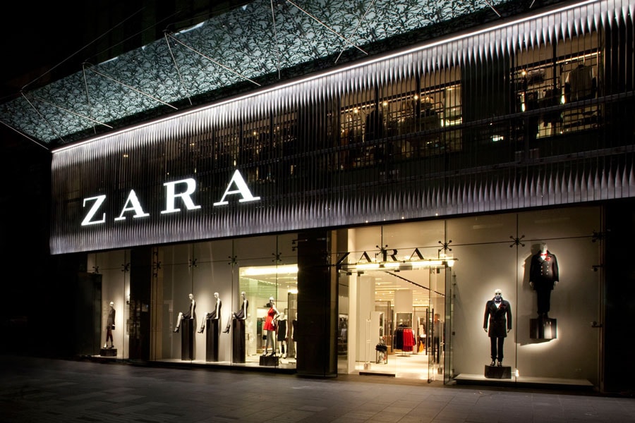 Zara Store Front at Night
