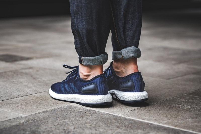 adidas PureBOOST Night Navy running three stripes