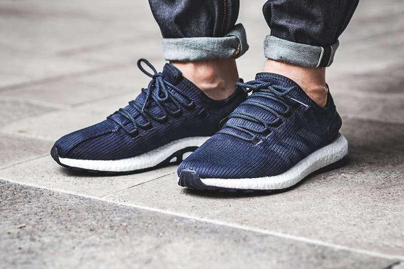 adidas PureBOOST Night Navy running three stripes