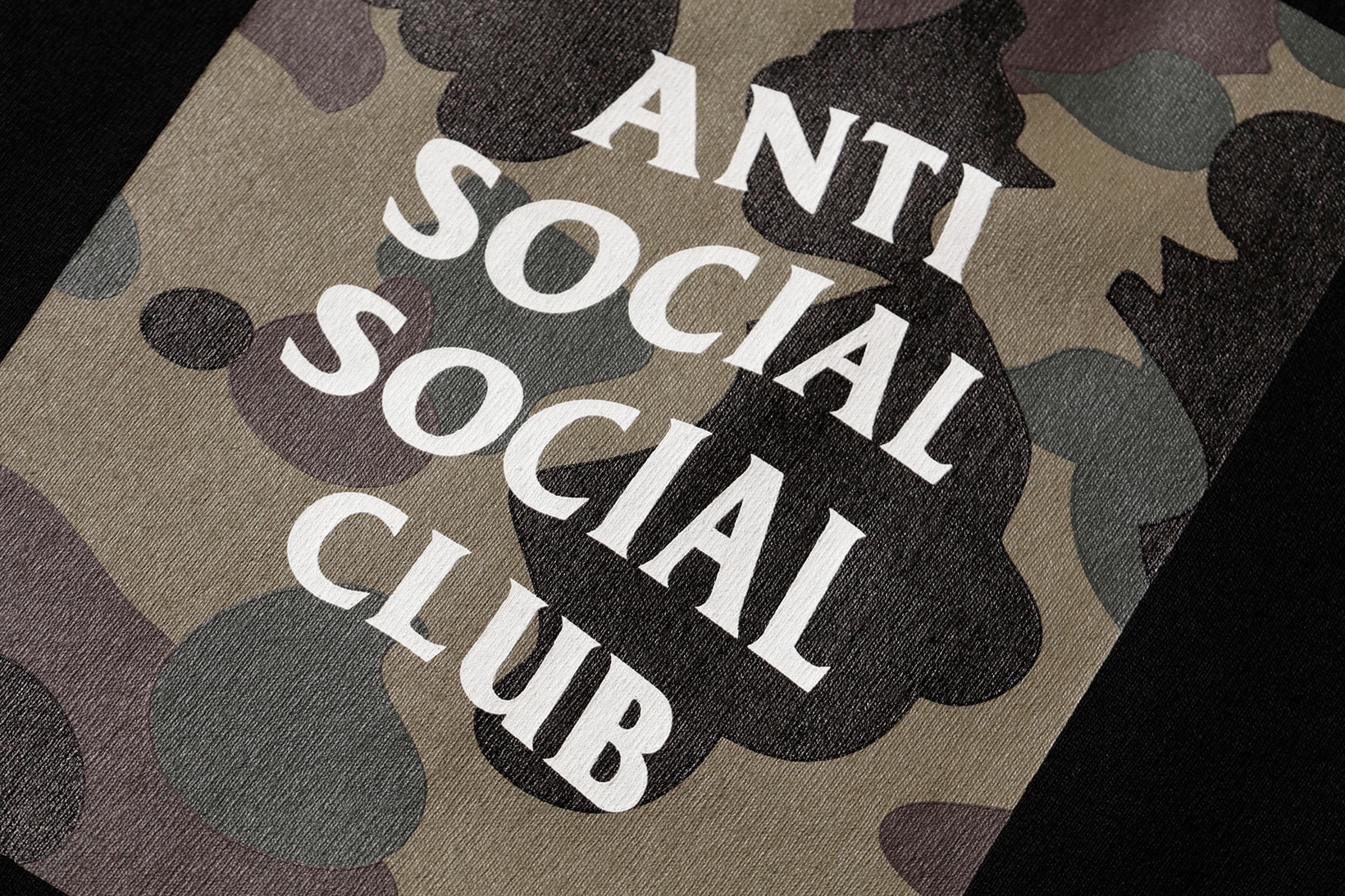 Anti Social Social Club x BAPE T-Shirt Black Green Close Up
