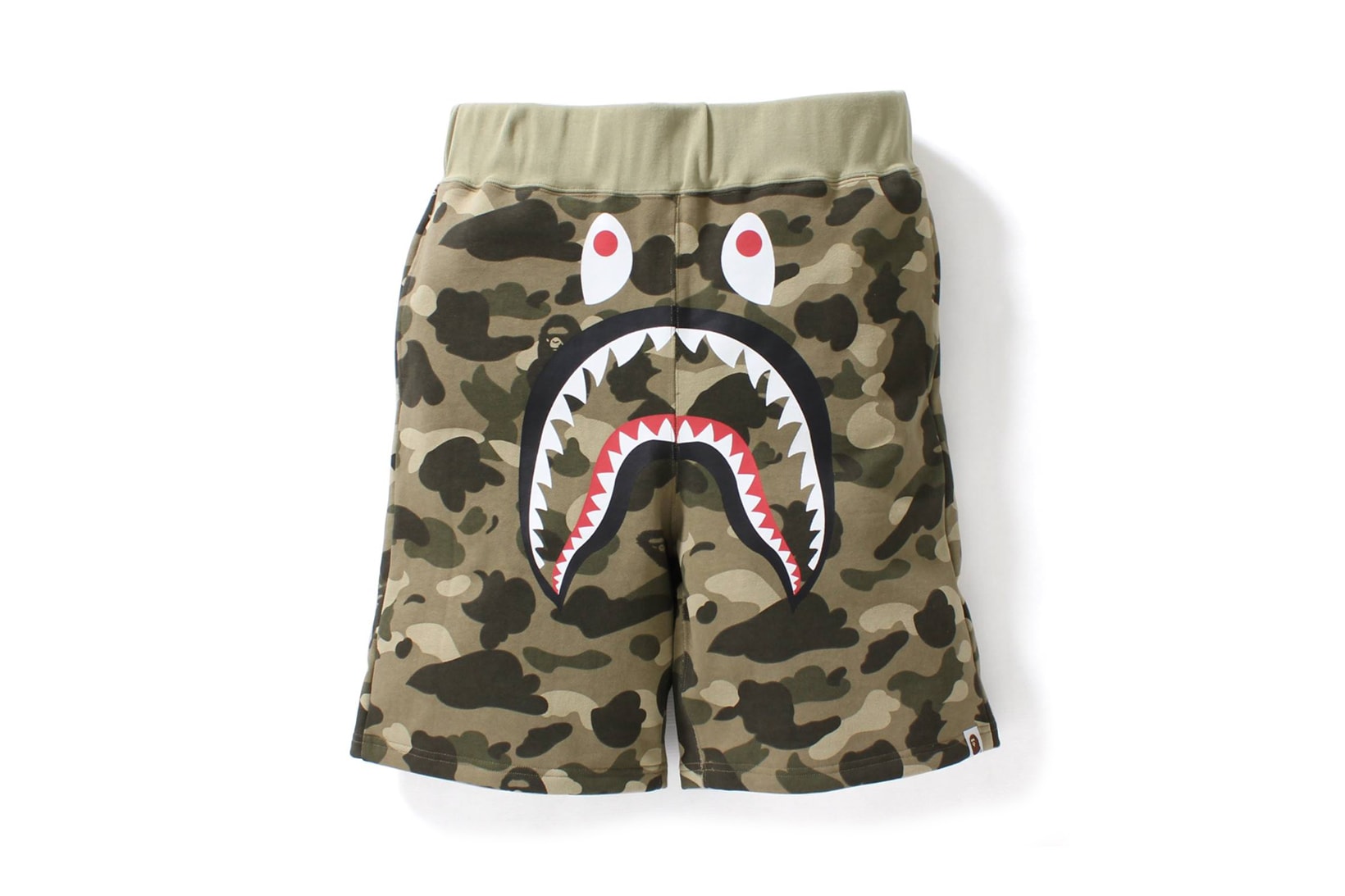 BAPE 1ST CAMO Shark Sweat Shorts Streetwear Fashion Clothing Bottoms Camo Blue Red Multi Color