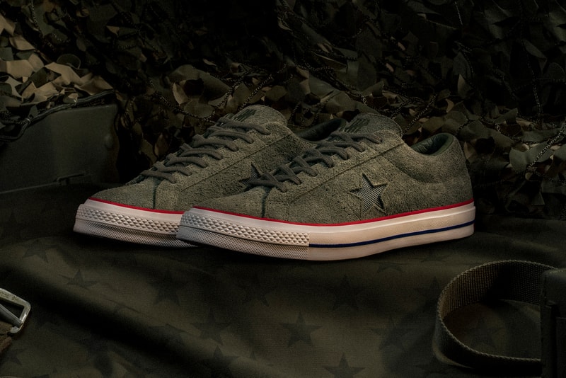 UNDEFEATED x Converse One Star olive green side profile