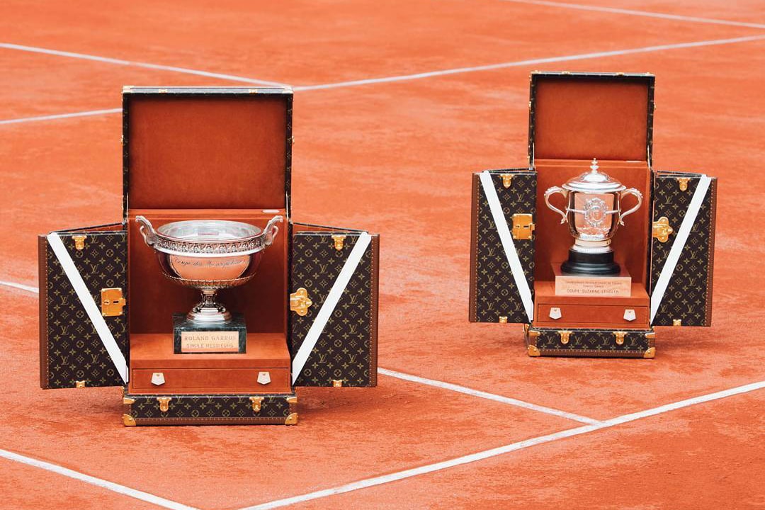Louis Vuitton 2017 French Open Trophy Trunks luggage trophies Musketeers Suzanne Lenglen silver tennis Stade Roland Garros paris france